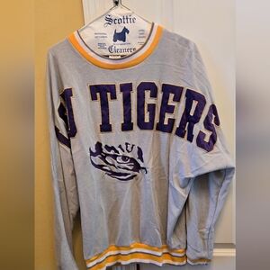 PINK Victoria's Secret Womens LSU Tigers Purple & Gray Sweatshirt Y2k